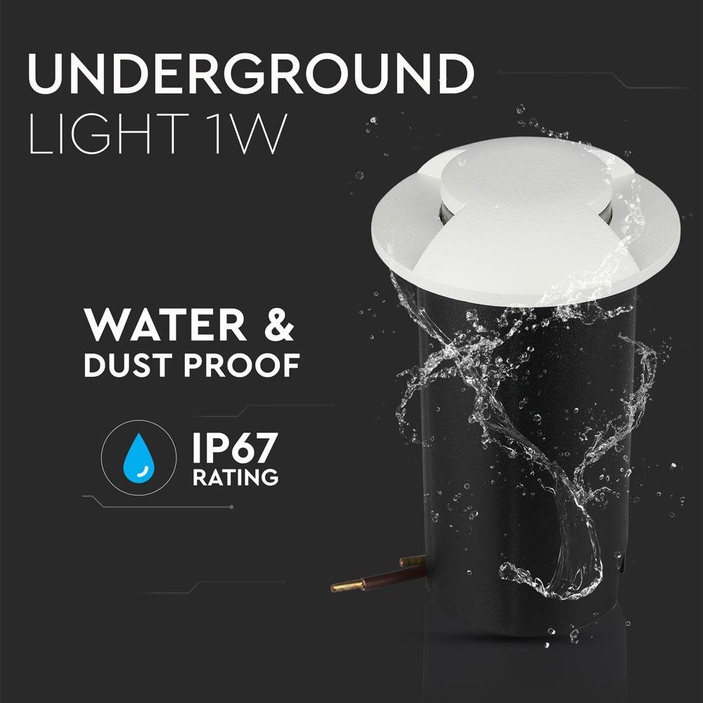 VT-1161 1W LED UNDERGROUND LIGHT(12V) 3000K-WHITE, IP67