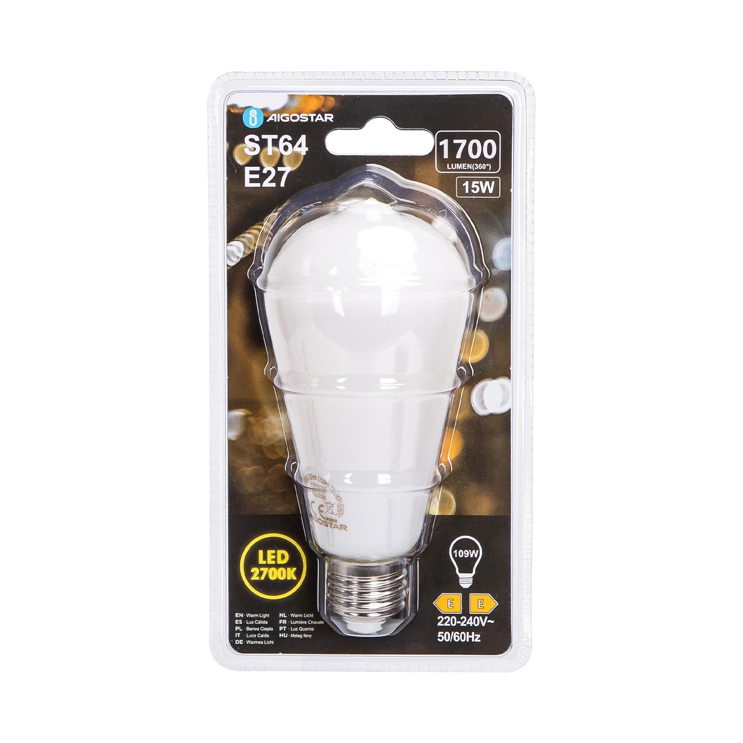 LED milky white lampshade filament bulb ST64 E27 15W