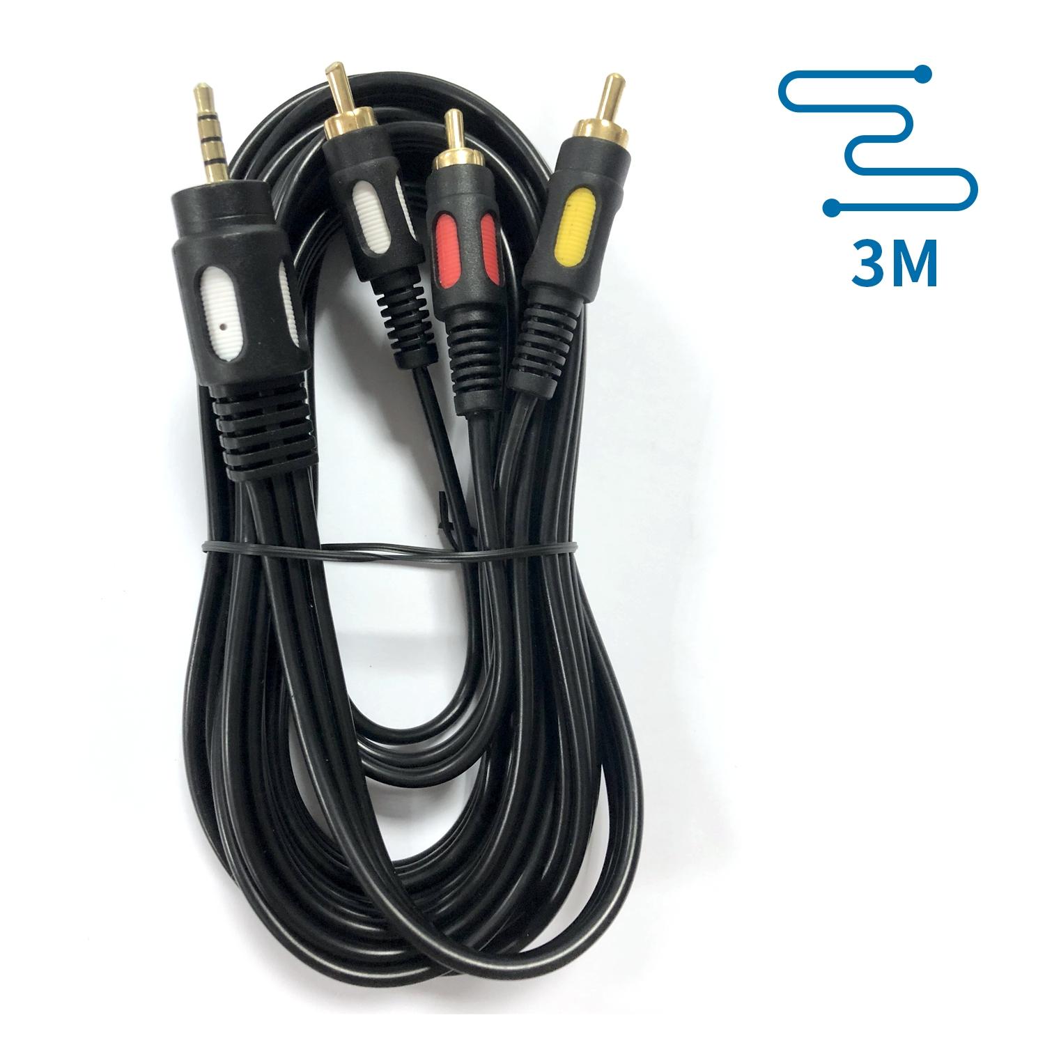 Kabel audio 3,5 męski - 3RCA 3 m czarny