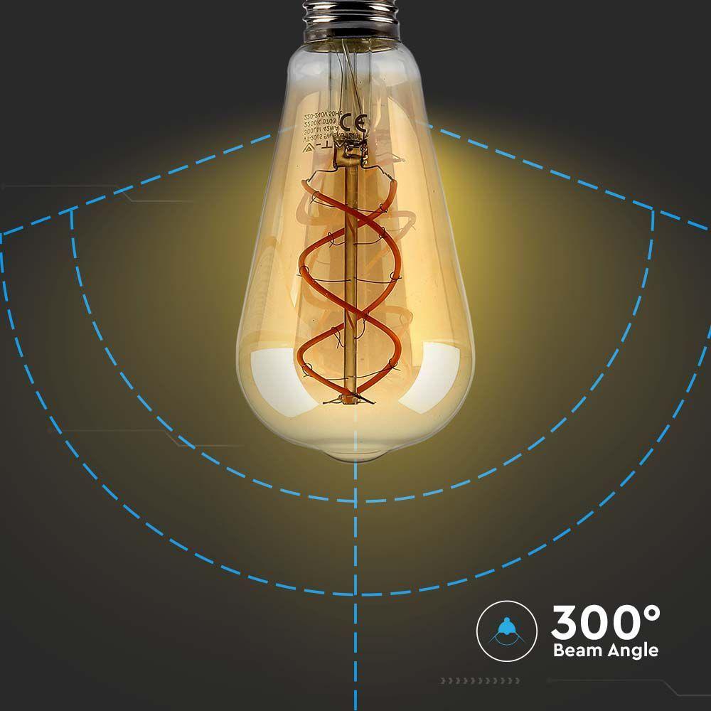 VT-2065 5W ST64 FILAMENT BULB 1800K AMBER GLASS