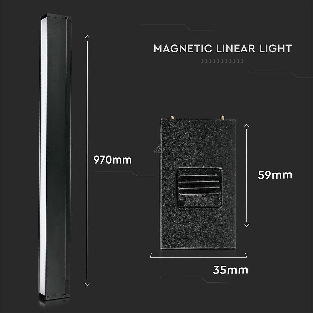 30W Lampa liniowa LED na szynoprzewód MAGNETIC, Barwa:4000K/ Czarny, IP20, Zasilanie:24V , VTAC, SKU 7957