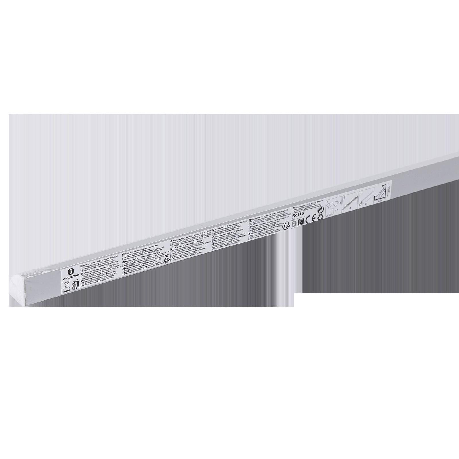 Surface-mounted LED strip channel, 1m, silver