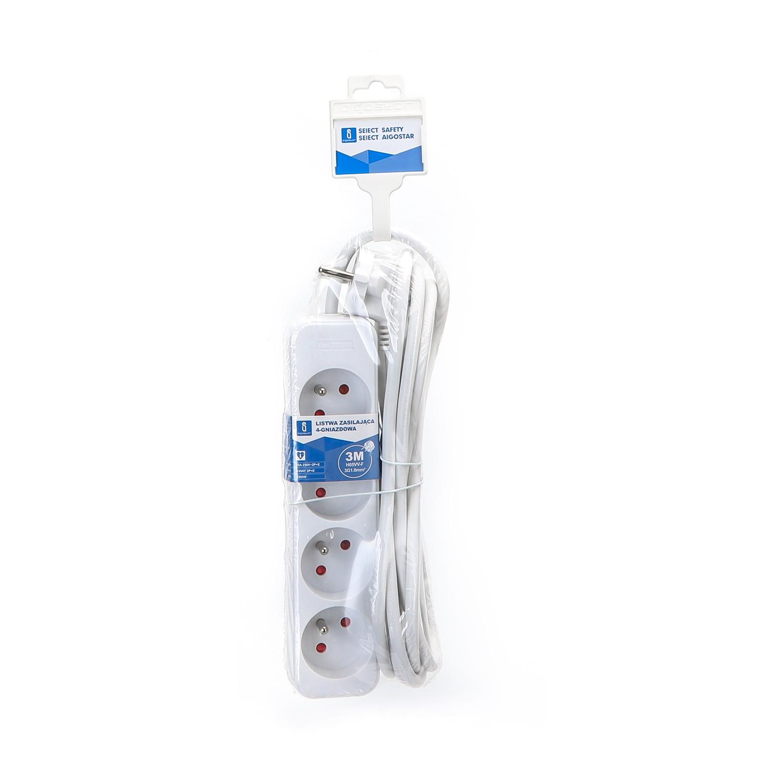 Power strips 4-way 3m H05VV-F 3G1.0m㎡ White