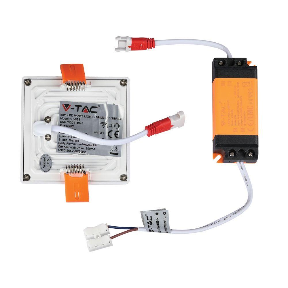 8W Panel LED, Barwa:6400K, Kwadratowa, VTAC, SKU 4945