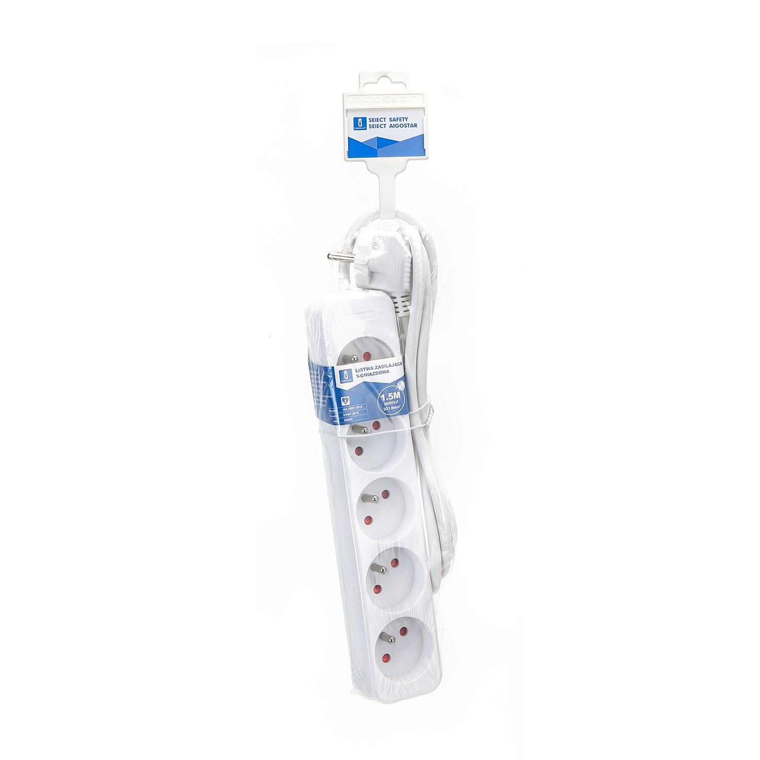 Power strips 5-way 1.5m H05VV-F 3G1.0m㎡ White