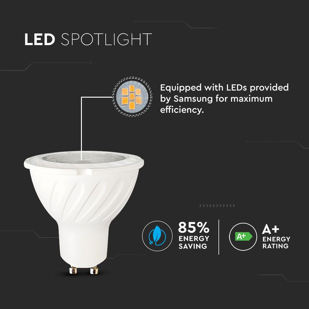 7W GU10 Żarówka LED, Chip SAMSUNG, Barwa:3000K, Trzonek:GU10, VTAC, SKU 165