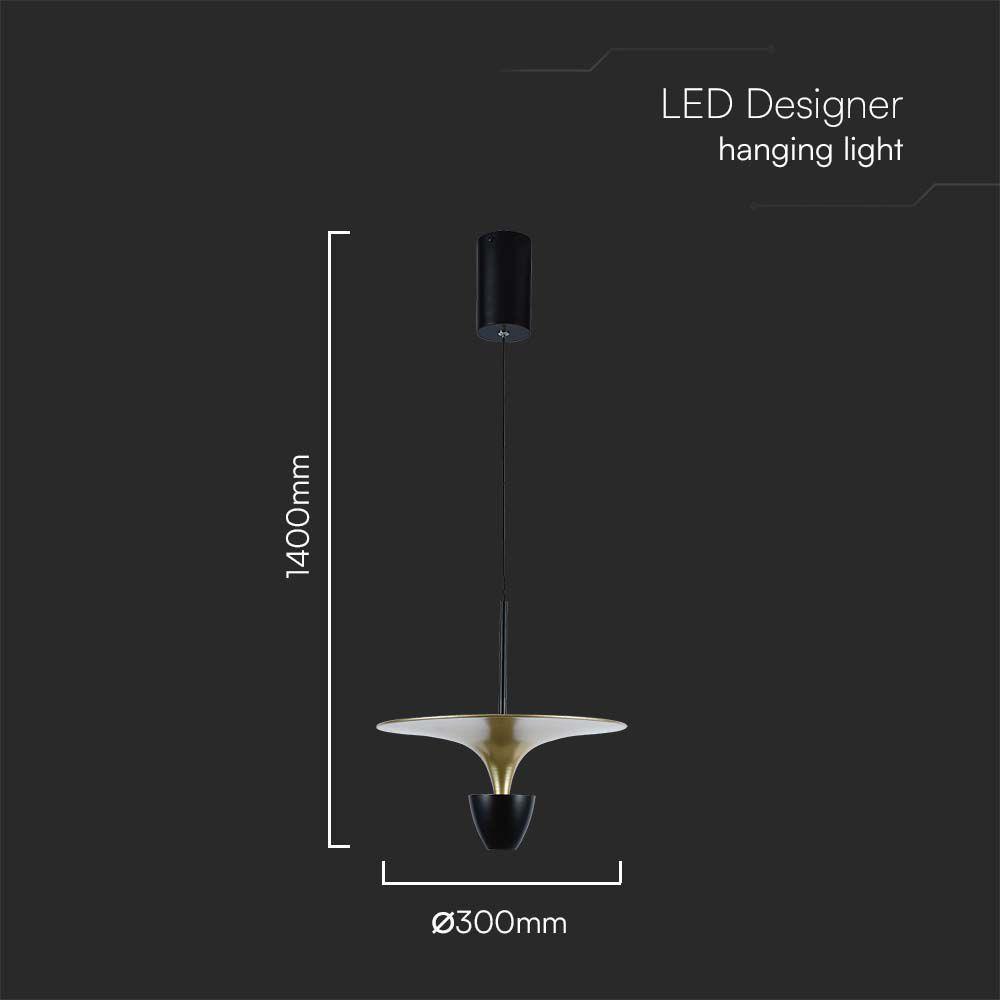 VT-7832 9W LED HANGING LAMP (30x320x100CM) 3000K BLACK+GOLD BODY