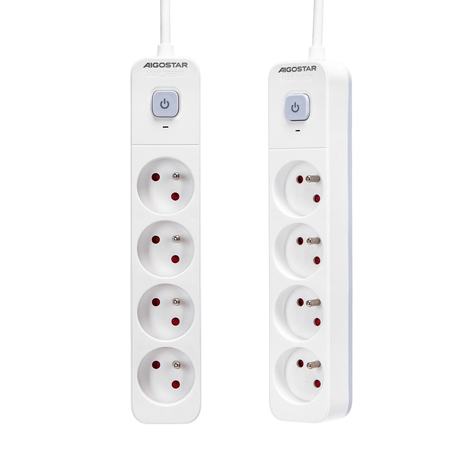 Power strips 4-way 1.5m H05VV-F 3G1.0m㎡ White and Gray