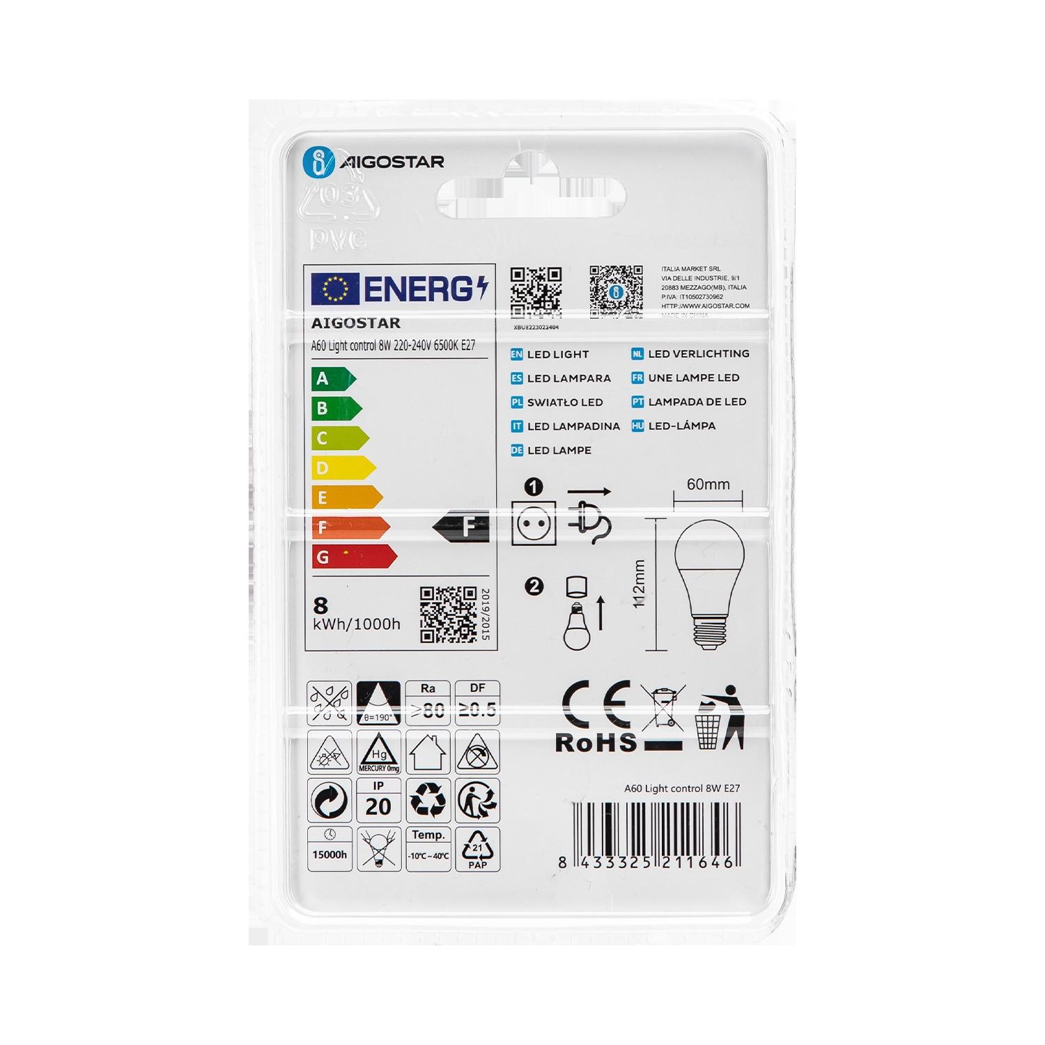 LED E27 8W A60 ( Day/Night Sensor Bulb )