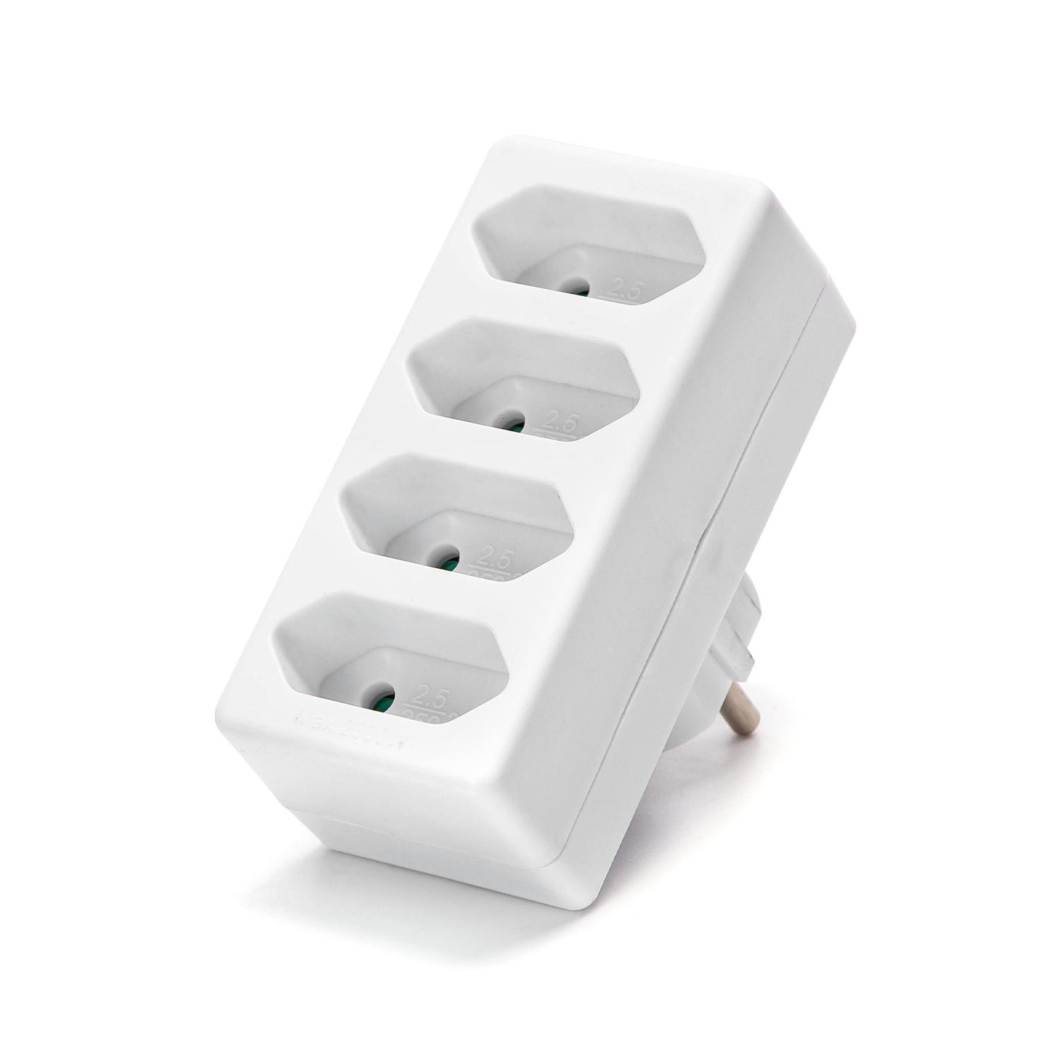 French 4-Way Adaptor (Without Switch) 2.5A White