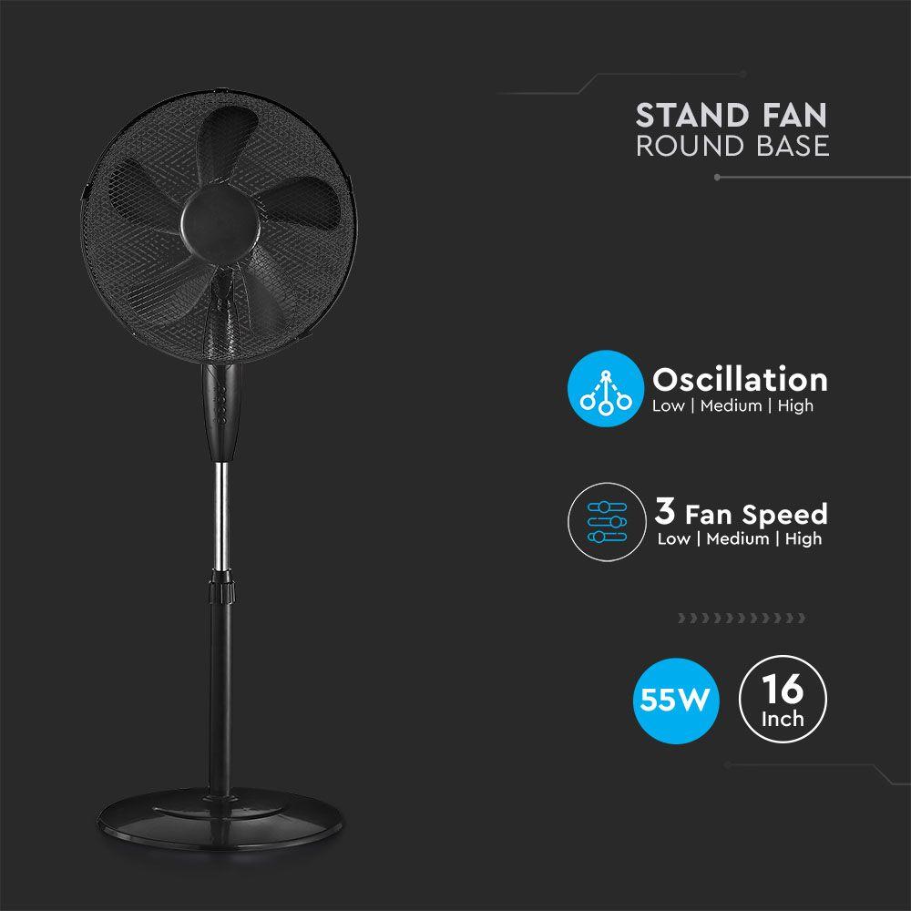 VT-5016-5 55W STAND FAN WITH 410mm ROUND BASE-4 BUTTONS-5 BLADES(16INCH)