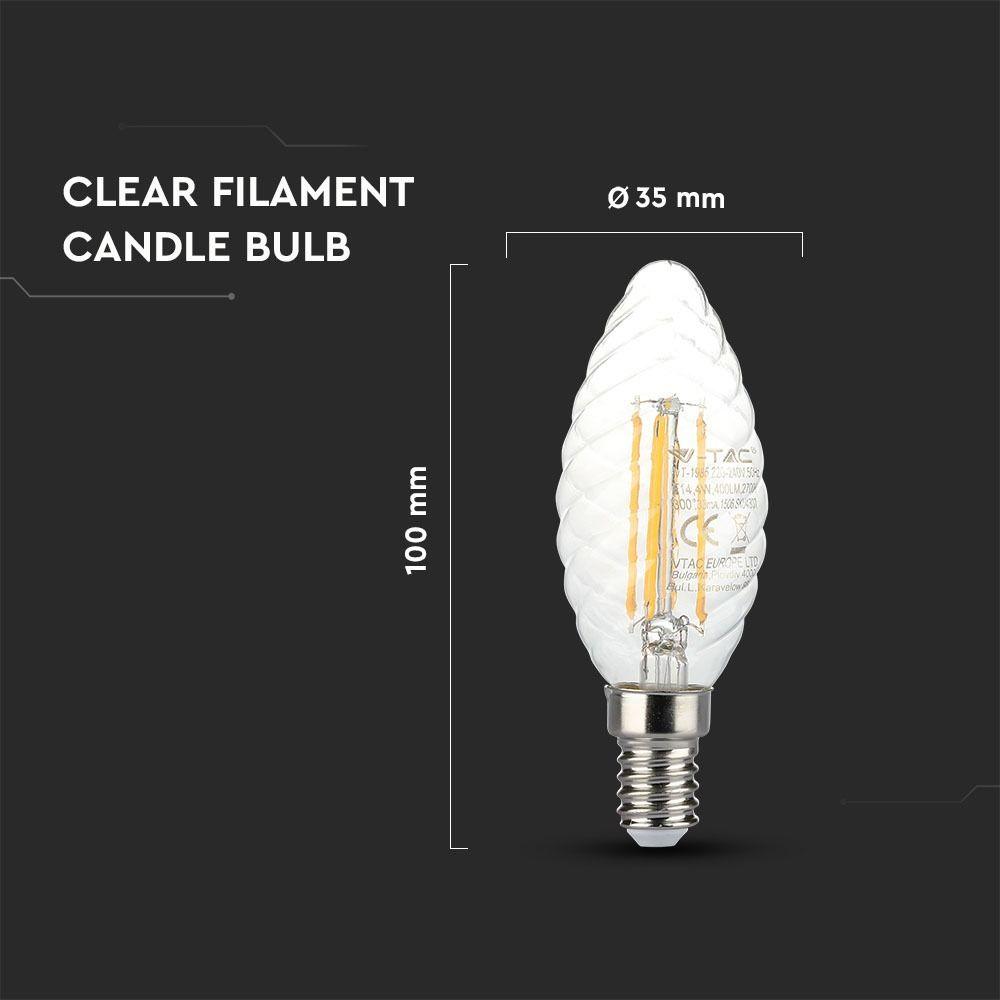 VT-1985D 4W LED TWISTED CANDLE FILAMENT BULB WITH TWIST 2700K E14 DIMMABLE