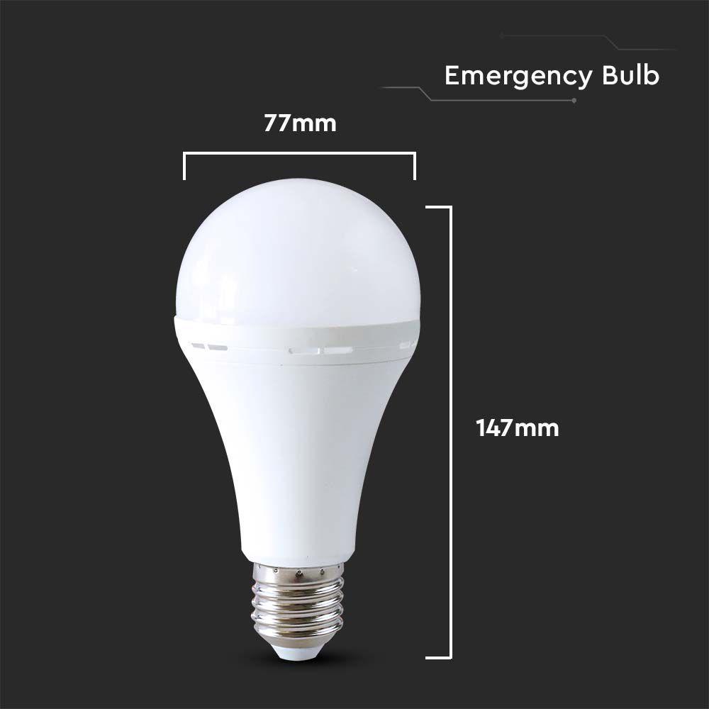 12W A80 Żarówka LED z zasilaniem awaryjnym, Czas pracy na baterii: 3 godziny, Barwa: 4000K, Trzonek: E27 , VTAC, SKU 7794