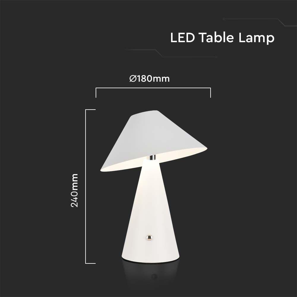 VT-1051 LED TABLE LAMP 1800mAH BATTERY D:180x240 3IN1 WHITE BODY