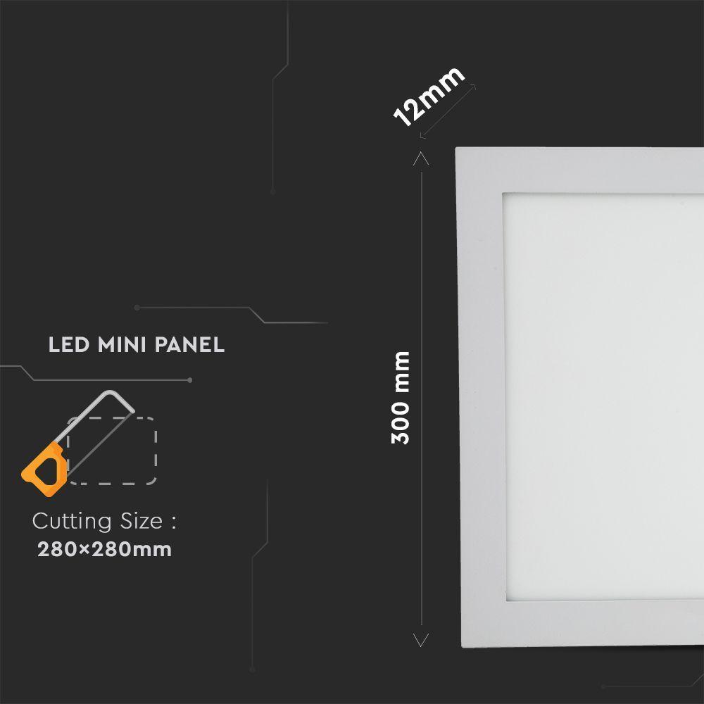 24W Panel LED, Barwa:3000K, Kwadratowa, VTAC, SKU 4887