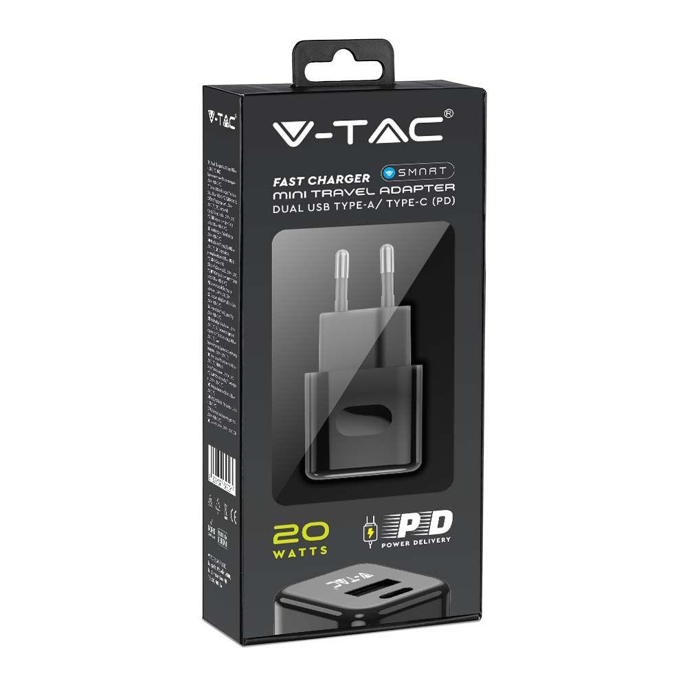 VT-5320 20W CHARGING ADAPTER 1 PD+1 QC PORT BLACK