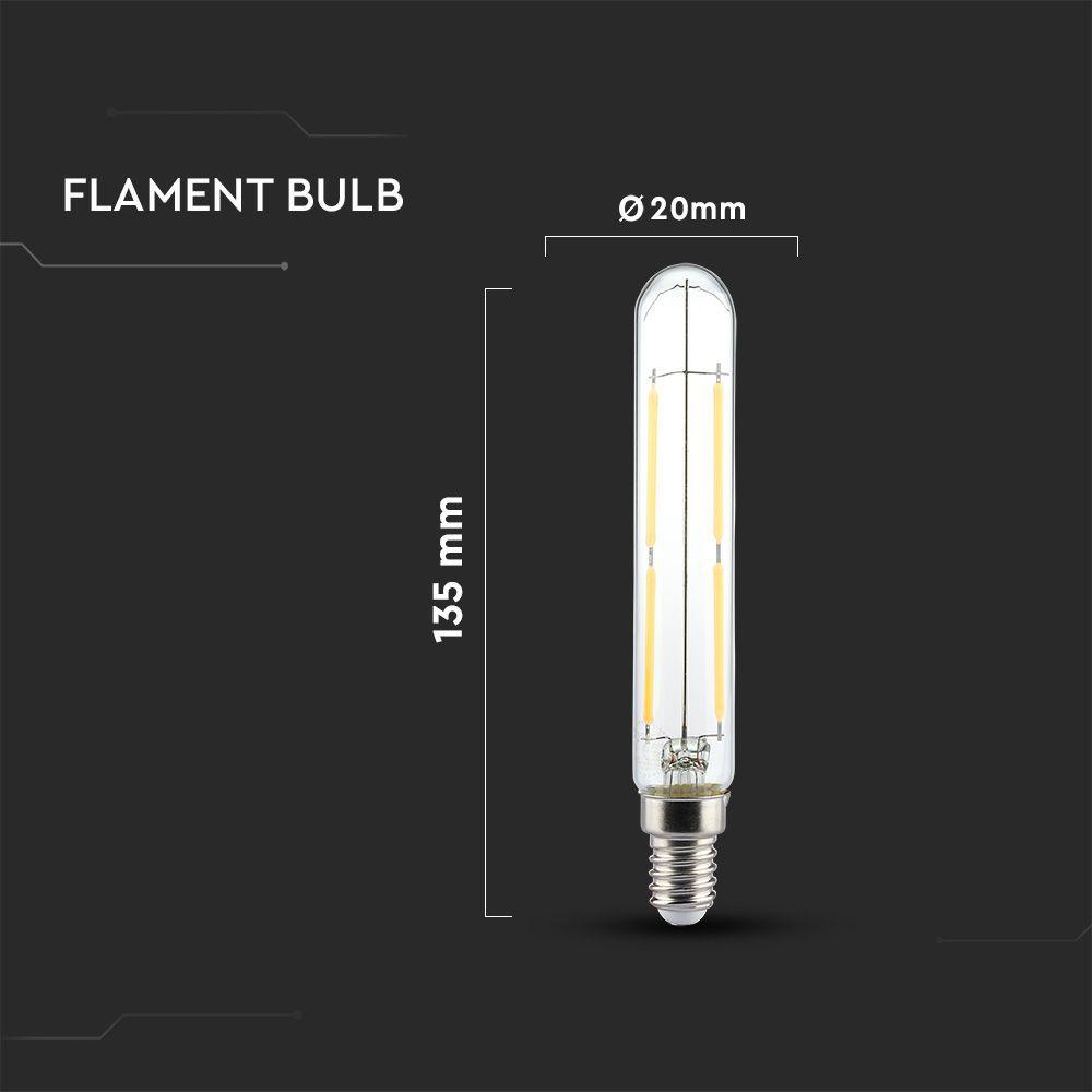 4W LED T20 Żarówka LED Filament, Klosz Przezroczysty, Barwa:3000K, Trzonek:E14, VTAC, SKU 212701