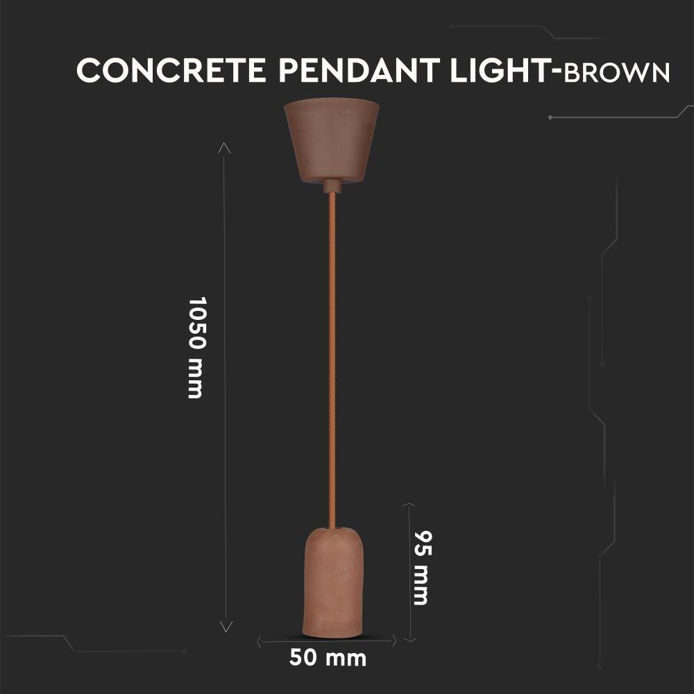 Lampa Wisząca, Trzonek:E27, Gips, Brązowy, VTAC, SKU 3749