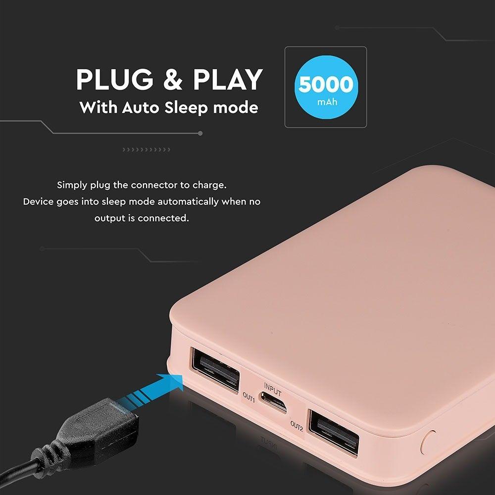 VT-3503 5000mah POWER BANK-PINK