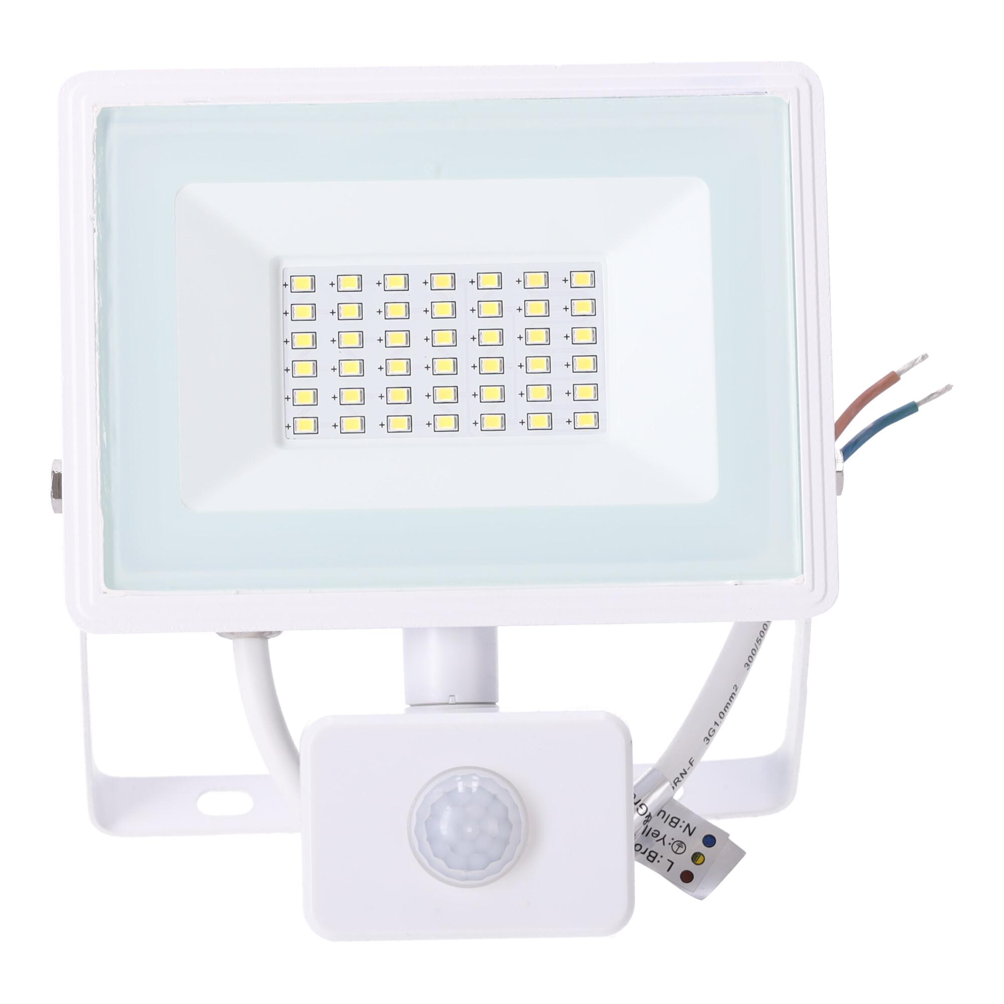 LED Slim Floodlight with Sensor White 30W (Die-casting)