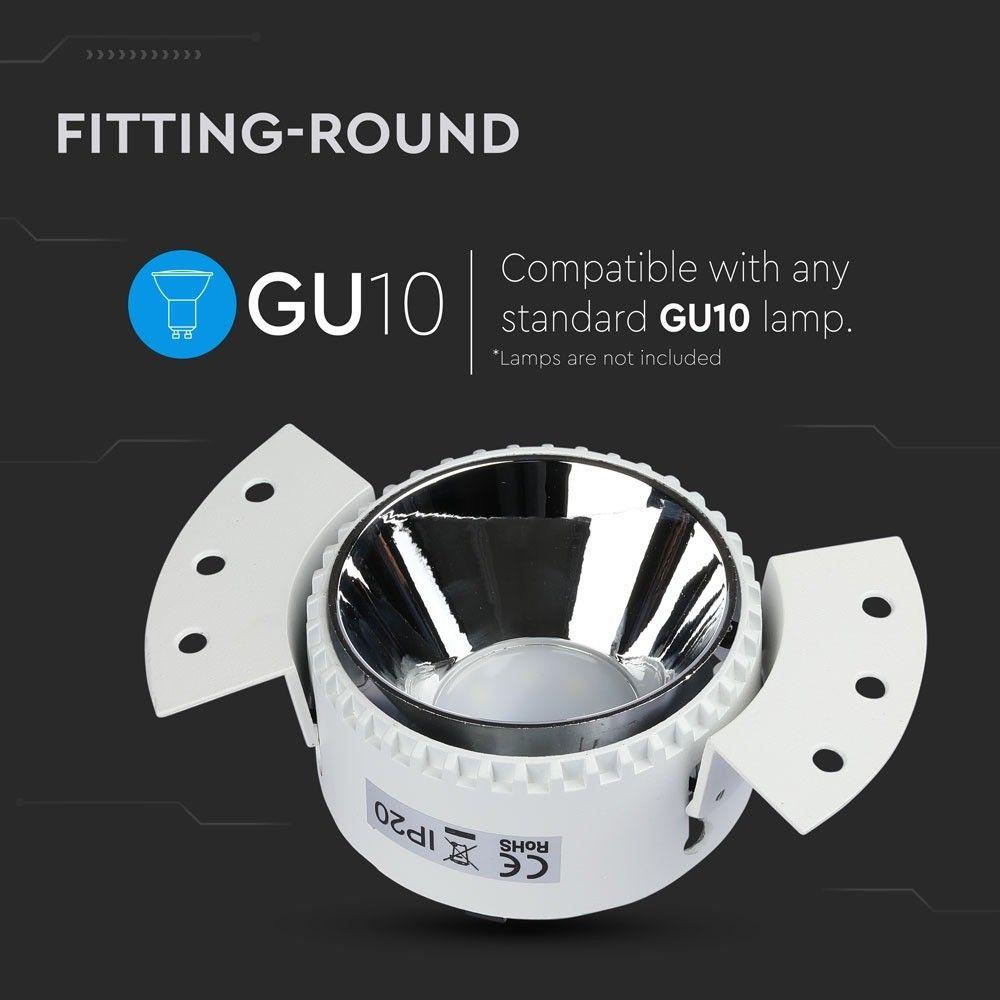 VT-889 GU10 ROUND FITTING WITH WHITE FRAME+CHROME REFLECTOR