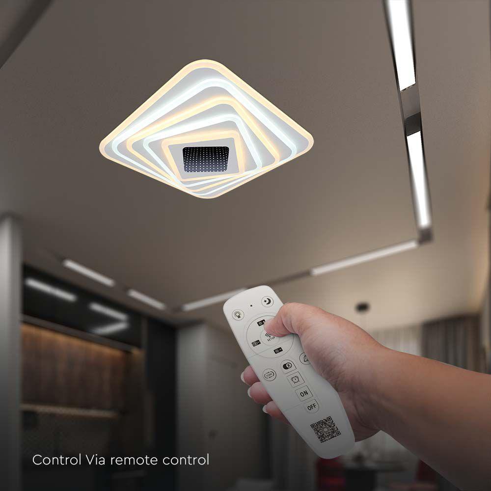 VT-7958 150W LED SMART DECORATIVE CEILING LAMP 50x50x7CM 3IN1 DIMMABLE+REMOTE CONTROL