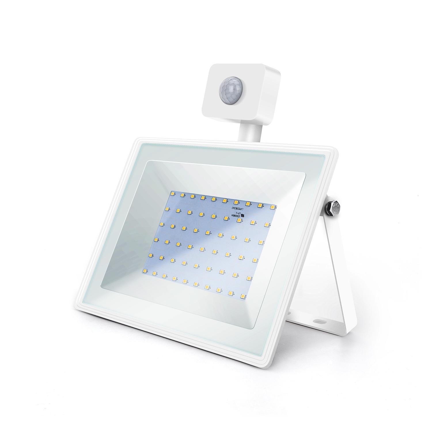 LED Slim Floodlight with Sensor White 50W (Die-casting)