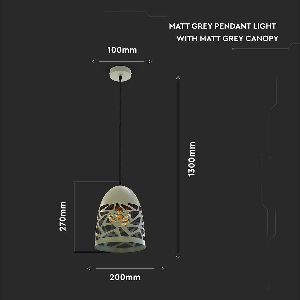 Lampa wisząca, Szary mat, VTAC, SKU 3822