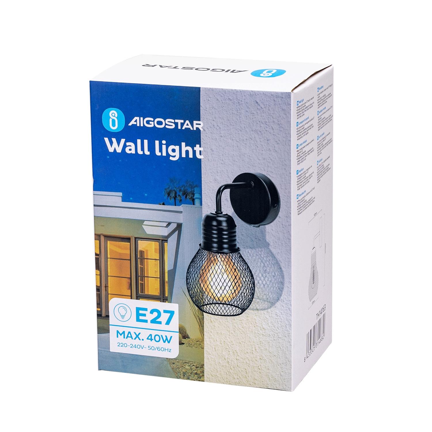 Metal wall light black (without light source) E27