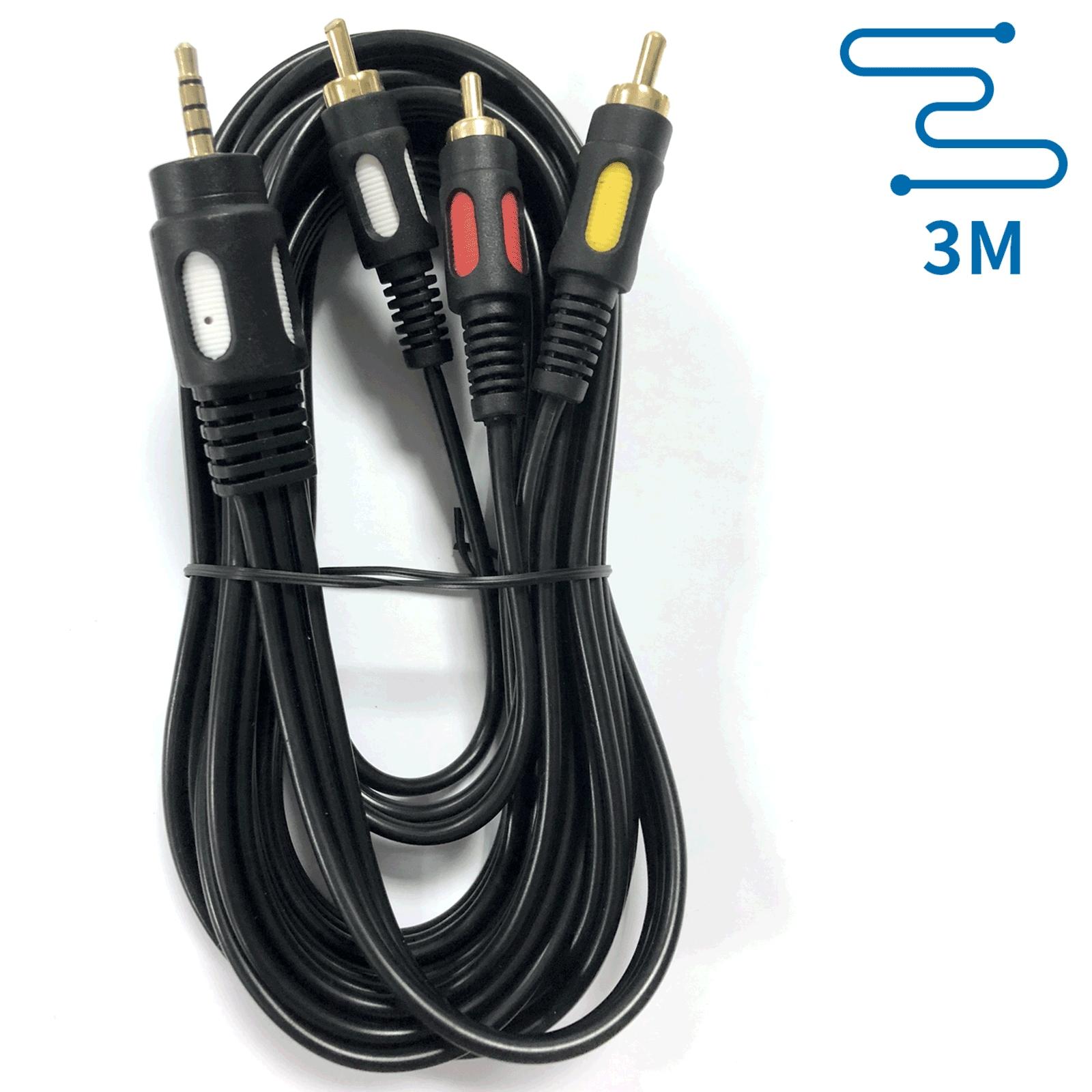 Kabel audio 3,5 męski - 3RCA 3 m czarny