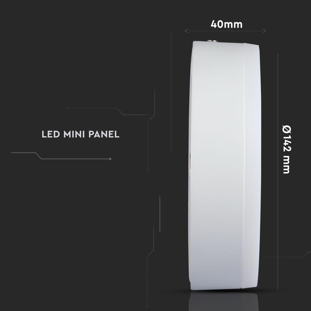 8W Panel LED, Barwa:3000K, Okrągła, VTAC, SKU 4890