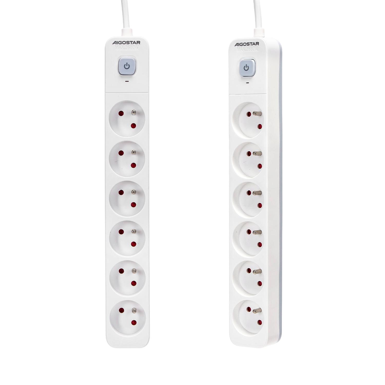 Power strips 6-way 3m H05VV-F 3G1.5m㎡ White and Gray