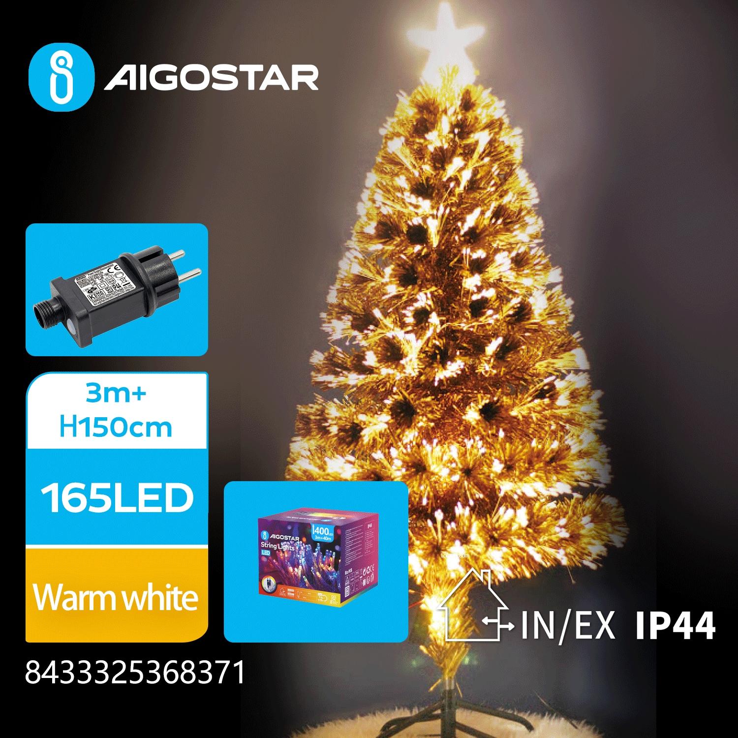 Christmas decorations-Low voltage adapter Pure Fiber tree-150CM-Warm white-8blink+time-IP44