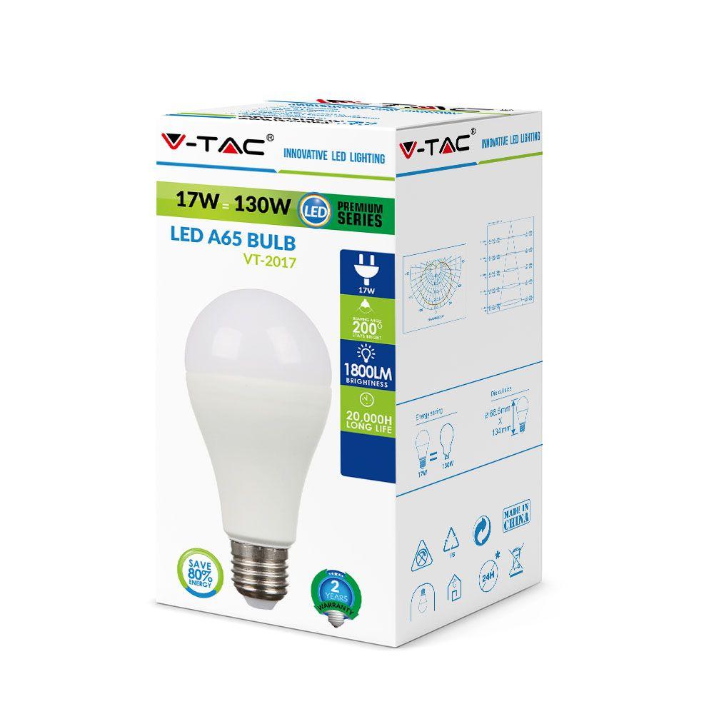 VT-2017 17W A65 LED PLASTIC BULB 3000K E27 200'D