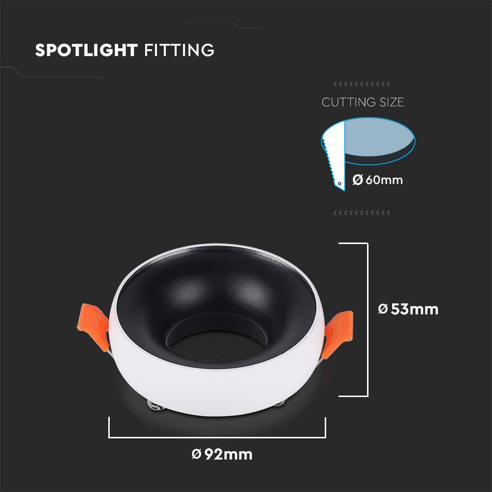 VT-980 GU10 FITTING ROUND WHITE FRAME+BLACK REFLECTOR