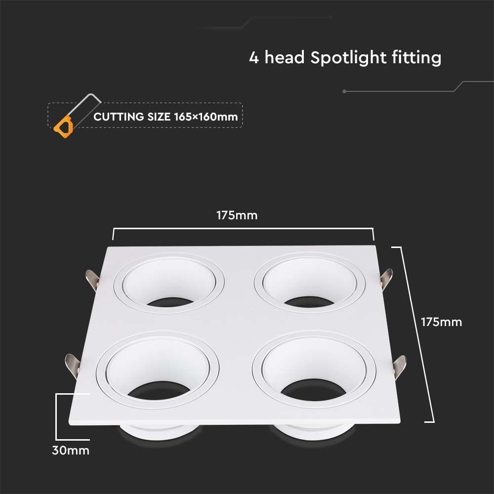 VT-442 4 HEAD SPOTLIGHT FITTINGS IRON+PC WHITE+WHITE