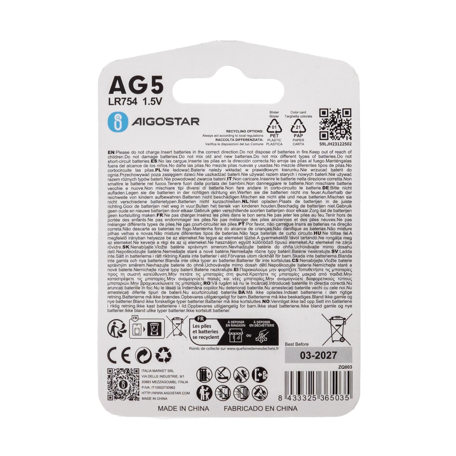 Coin cell batteries AG6/LR921 1.5V 4PCS