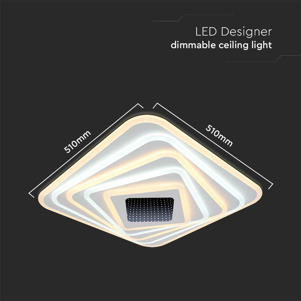 120W Dekoracyjna lampa sufitowa LED (50*50*9CM), Barwa: 3000K+6000K, Ściemniana, Obudowa: Biała    , VTAC, SKU 15356