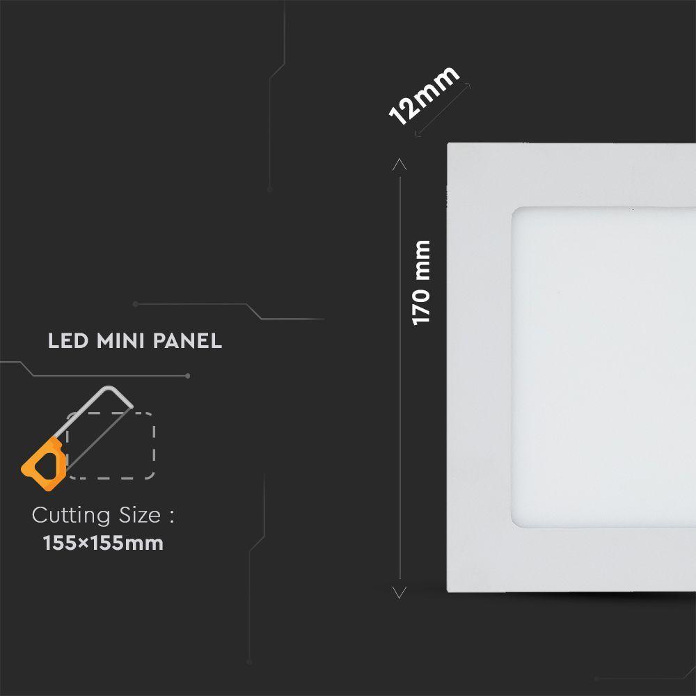 12W Panel LED, Barwa:3000K, Kwadratowa, VTAC, SKU 4866