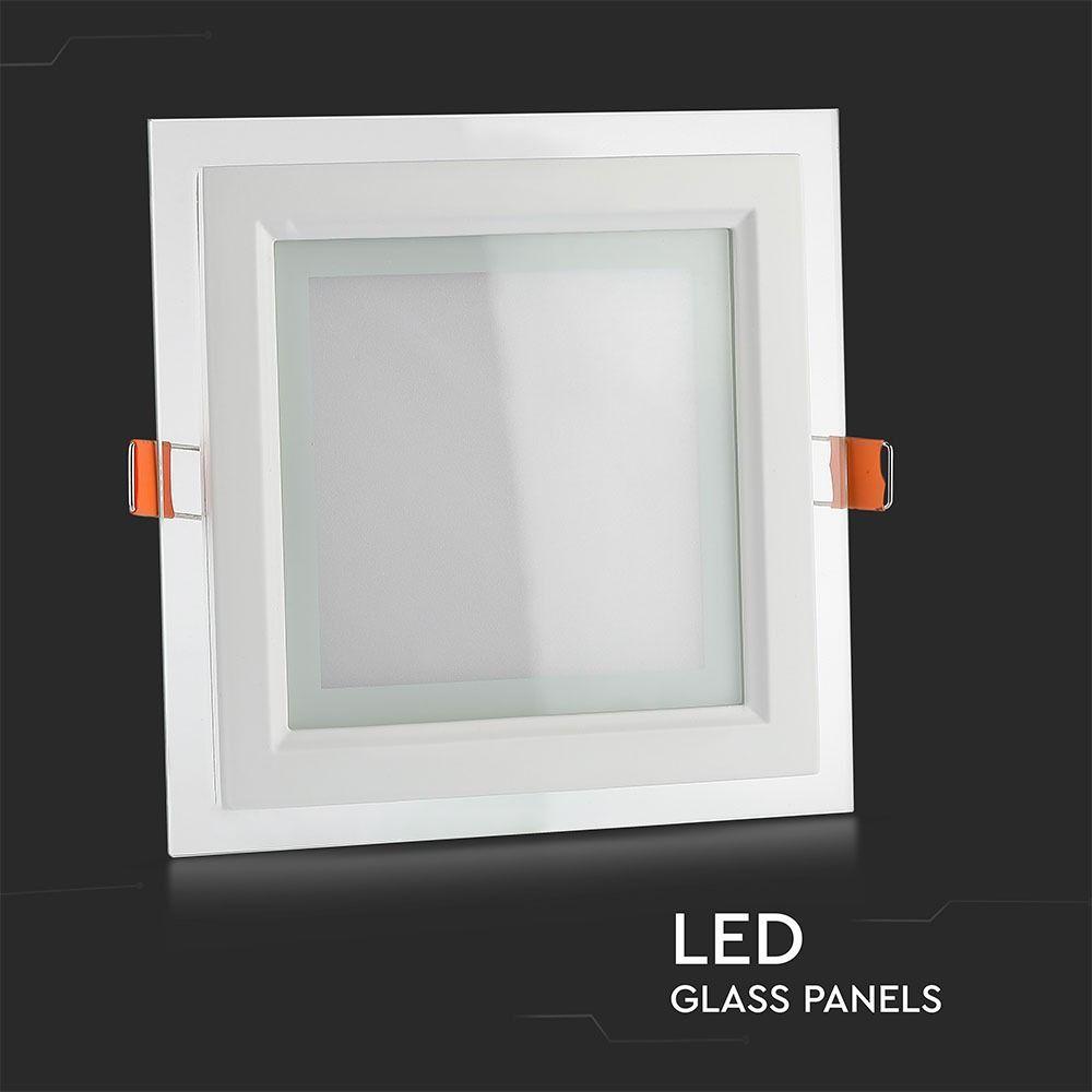 VT-1202G 12W GLASS LED PANELS 6400K SQUARE