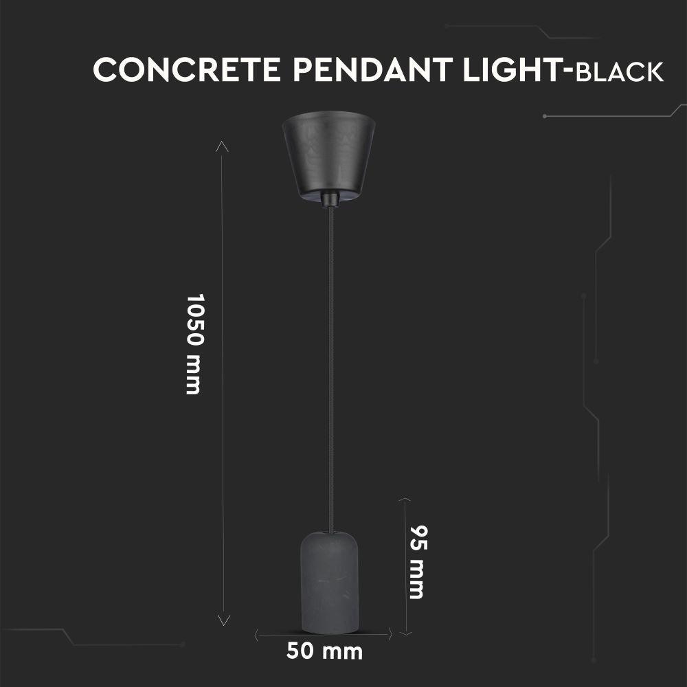 Lampa Wisząca, Trzonek:E27, Gips, Czarny, VTAC, SKU 3747