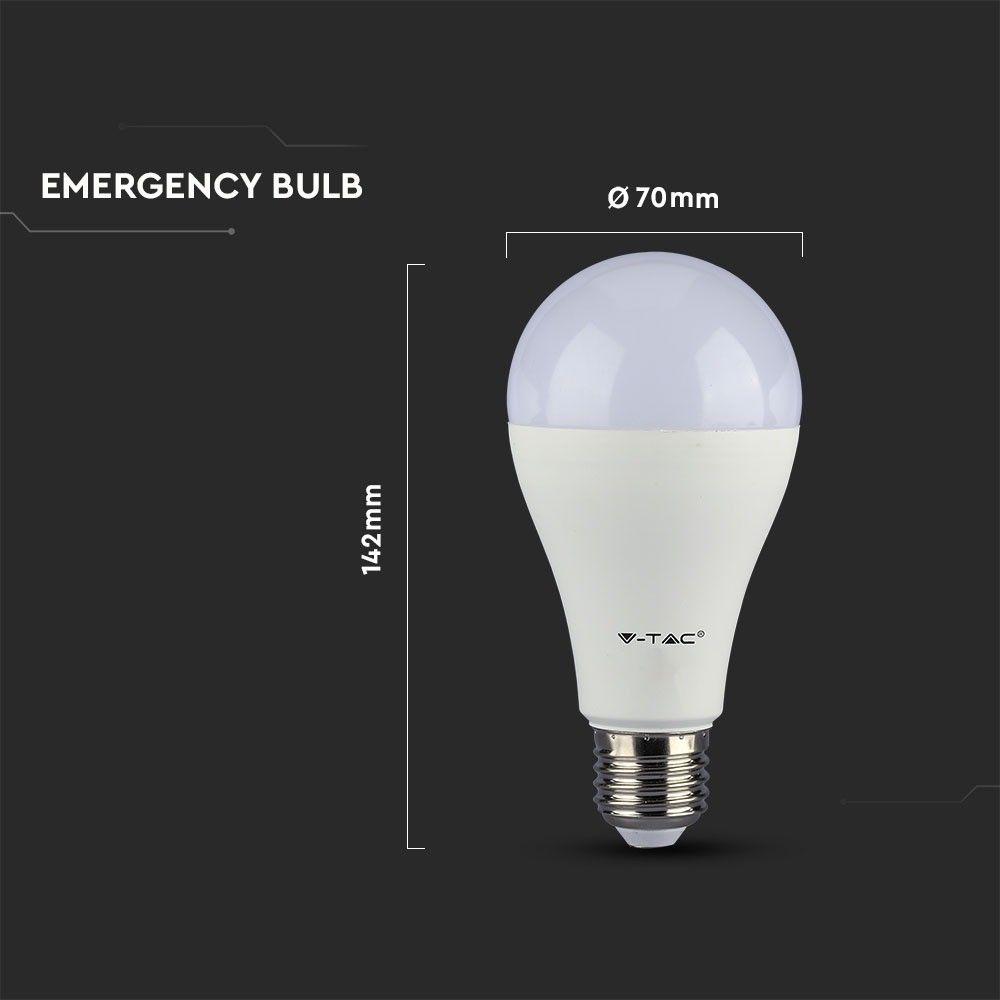 9W A70 Żarówka LED, Chip SAMSUNG, Zasilanie awaryjne(3Godziny), Barwa:4000K, Trzonek:E27, VTAC, SKU 2372