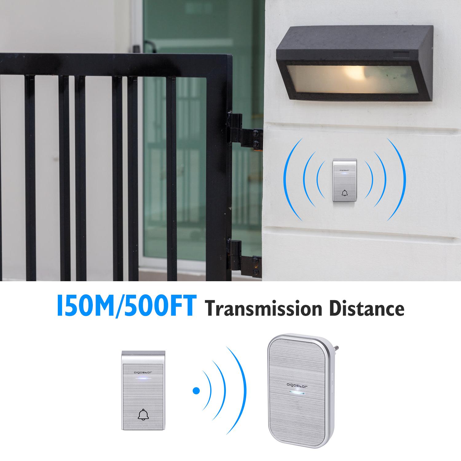 AC Wireless Digital Door Bell (one to two) Silver