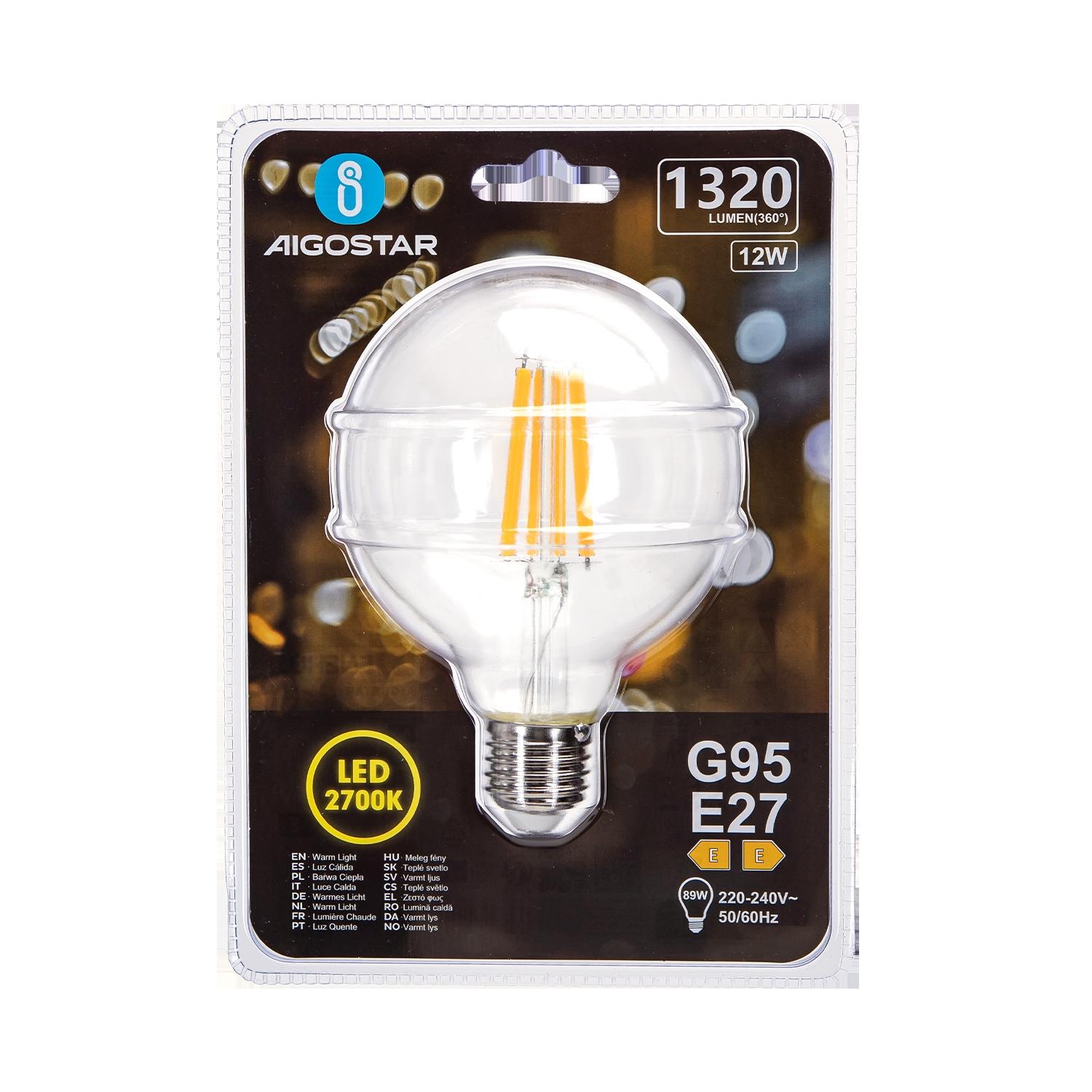 Żarówka LED Filament (Przezroczysta) G95 E27 12W