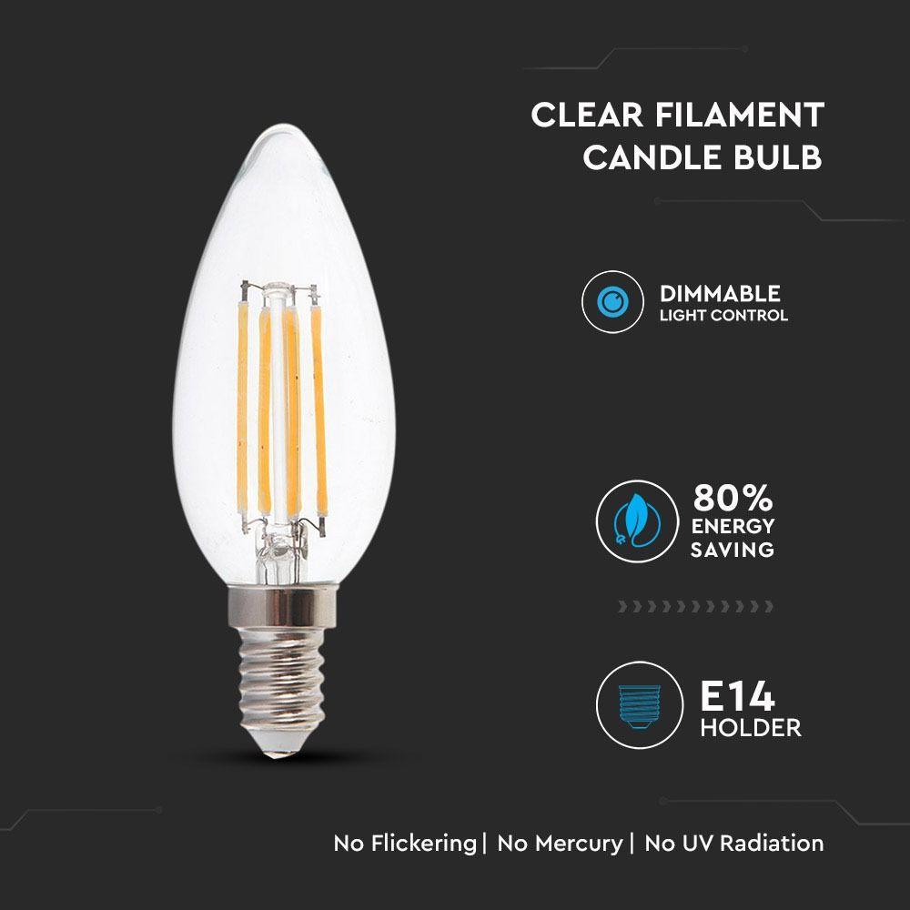 VT-1986D 4W LED CANDLE FILAMENT BULB 2700K E14 DIMMABLE