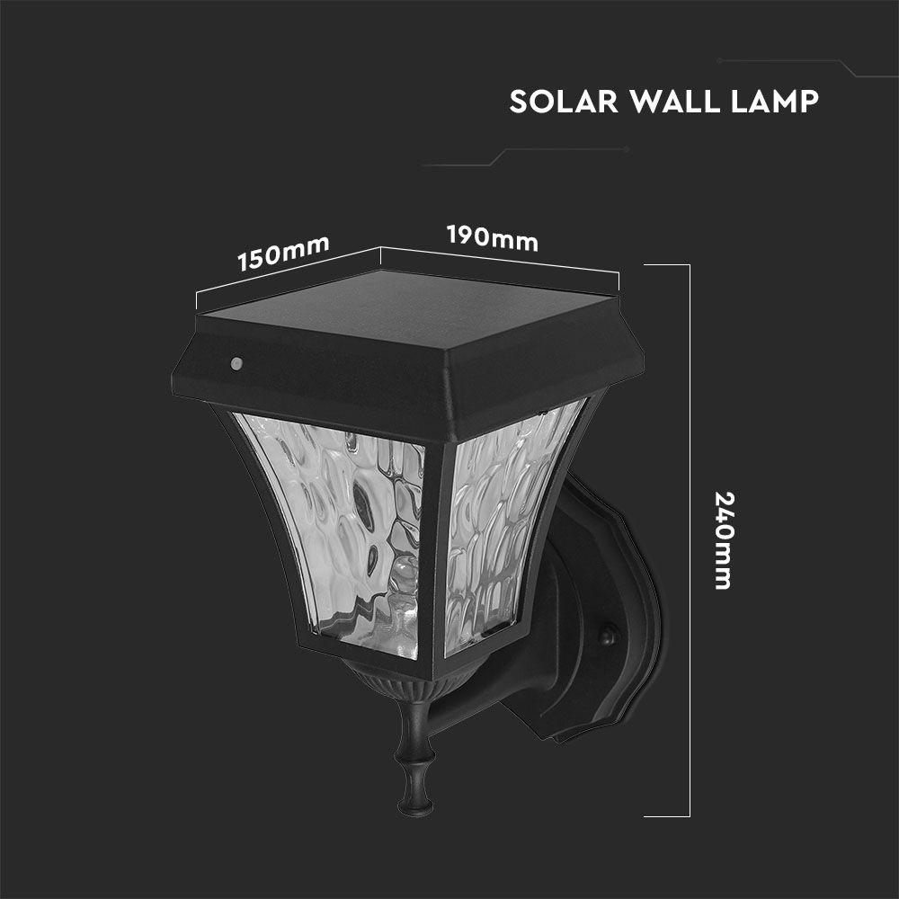 Solarny kinkiet ogrodowy, Kierunek oprawy: Góra, Obudowa: Czarna, Barwa:3w1/ IP44, , VTAC, SKU 2889