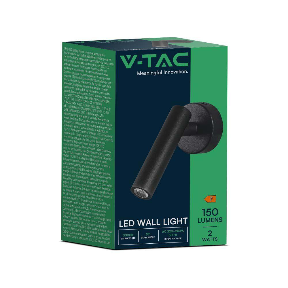 VT-412-M 2W LED WALL MOUNTED SPOTLIGHT 3000K BLACK BODY