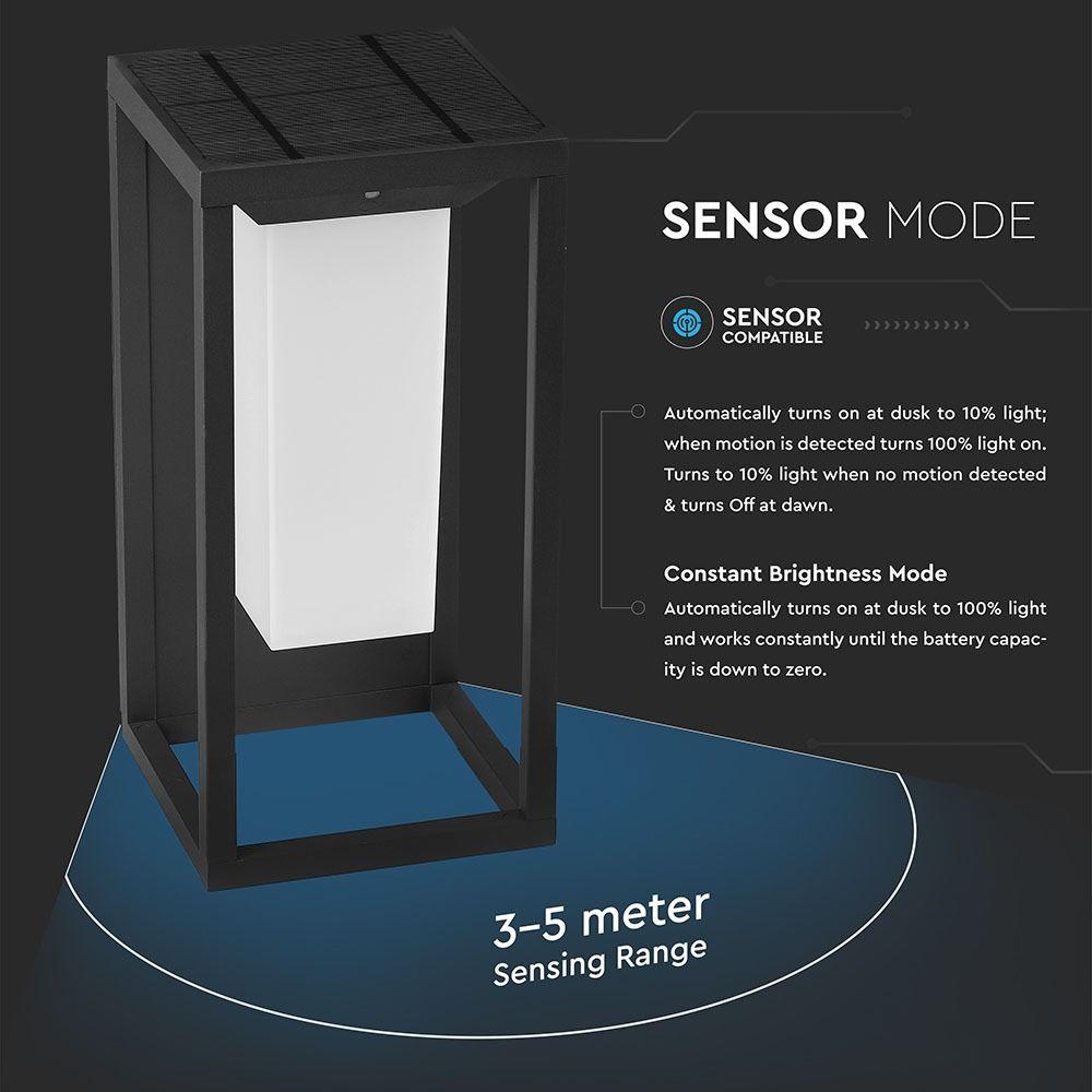 2W Lampa ścienna LED solarna, Chip SAMSUNG, Barwa:3000K, Obudowa: Szara, VTAC, SKU 784