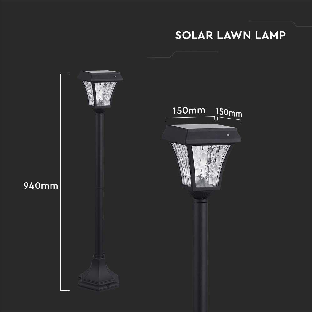 Solarna lampa stojąca ogrodowa, Wysokość: 930 mm, Obudowa: Czarna, Barwa:3w1, IP44, , VTAC, SKU 2891