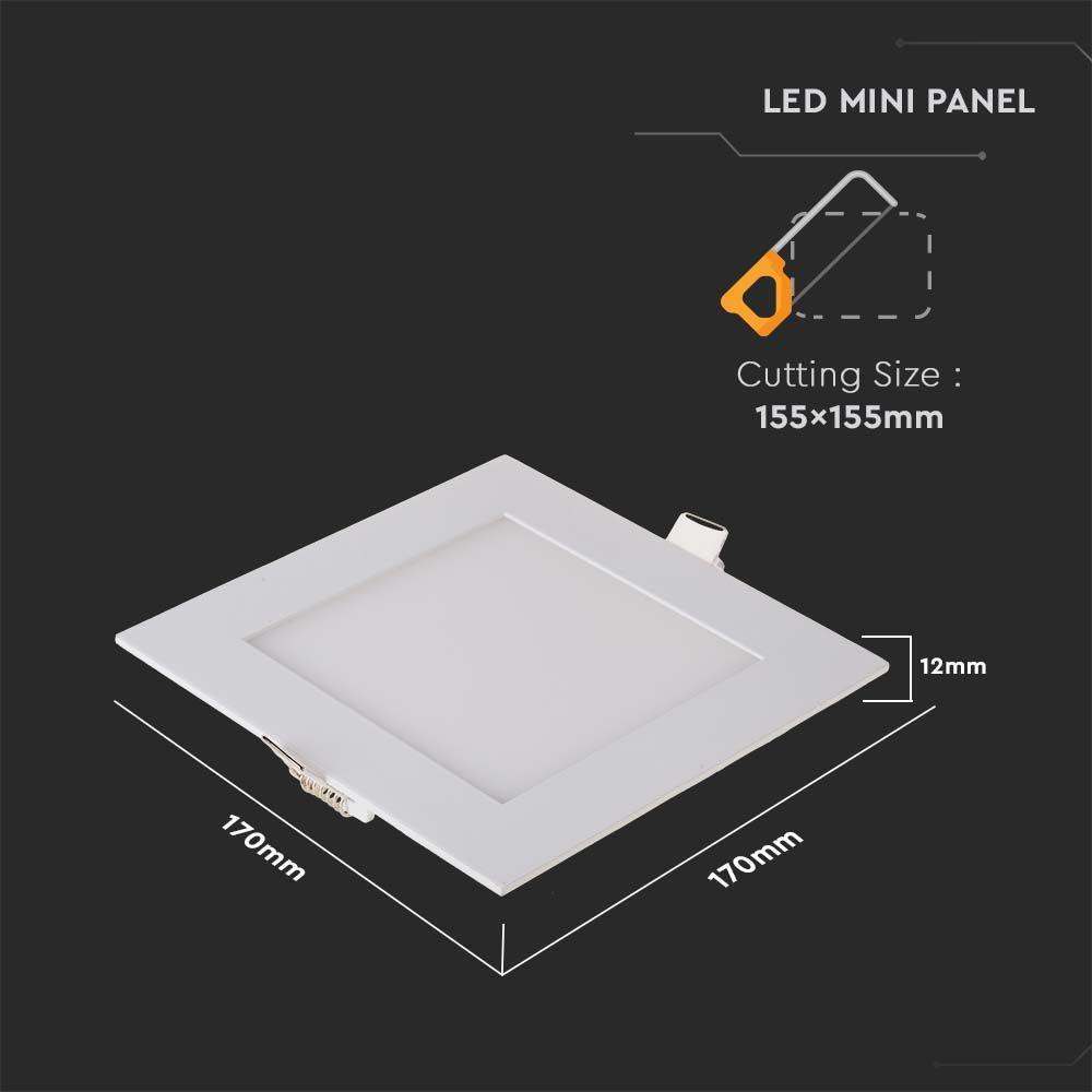 12W Panel LED, Barwa:6400K, Kwadratowa, VTAC, SKU 214868